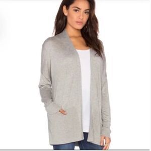 Vince Silk Cashmere open front Gray ribbed hem cardigan pockets sz S lightweight